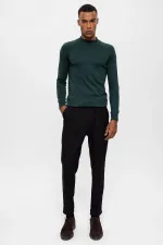 Pull en maille pour homme Antioch Green à col roulé semi-roulé