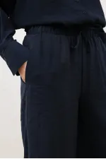 Pantalon Antioch bleu marine en modal mélangé pour femme