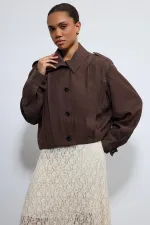 Antioch Kahve Pile Detaylı Dik Yaka Mont