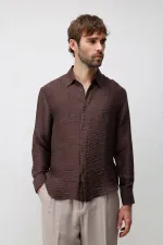Antioch Coffee Crinkled Relax Fit Men's Shirt