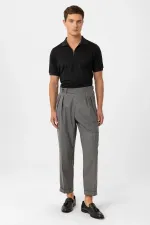 Pantalon homme Antioch gris plissé taille haute