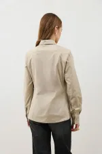 Antioch Beige Basic Slim Fit Women's Shirt