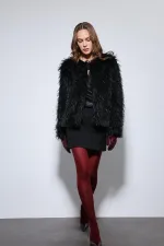 Manteau en fausse fourrure noire Antioch