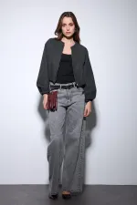 Veste courte Antioch anthracite pour femme avec taille élastique