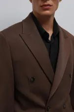 Veste blazer homme Antioch Coffee Relax Fit à double boutonnage