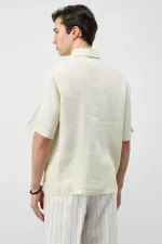 Chemise homme Antioch jaune 100 % lin coupe décontractée