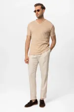 Antioch Bej V Yaka Basic Erkek T-Shirt