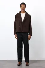 Antioch Coffee Double-Breasted Short Men's Coat