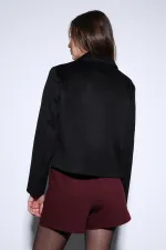 Veste courte en cachemire à col chemise noir Antioch