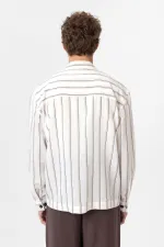 Antioch White Relax Fit Striped Men's Shirt