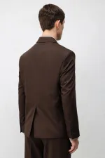 Veste blazer Antioch marron foncé à double boutonnage et coupe décontractée pour homme