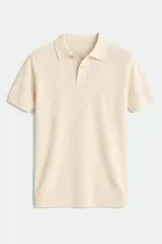 T-shirt homme Antioch à col polo texturé en maille d'os