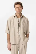 Chemise homme Antioch beige décontractée à manches courtes