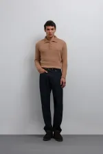 Pull homme Antioch beige à col boutonné