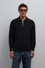 Antioch Lacivert Fermuarlı Triko Erkek Kazak