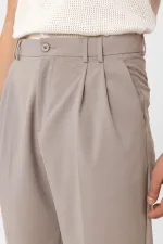 Antioch Bej Çift Pileli Baggy Fit Erkek Pantolon