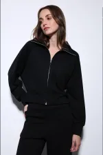 Antioch Siyah Fermuarlı Kadın Eşofman Takım