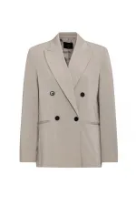 Antioch Bej Regular Fit Kruvaze Kadın Blazer Ceket