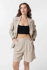 Antioch Bej Kruvaze Kadın Blazer Ceket