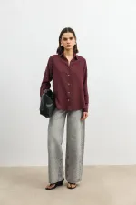 Chemise rayée Antioch Burgundy 100% lyocell pour femme