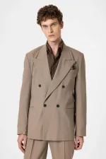 Antioch Vizon Rahat Kruvaze Çizgili Erkek Blazer Ceket