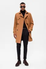 Trench-coat croisé à ceinture couleur fauve Antioch