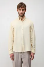 Antioch Yellow Linen Blend Relaxed Fit Men's Shirt