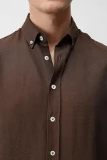 Antioch Coffee Linen Blend Relaxed Fit Men's Shirt