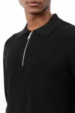 Antioch Siyah Fermuarlı Erkek Triko Kazak