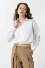 Antioch White Crop Poplin Women's Shirt