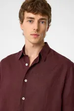 Antioch Burgundy 100% Linen Relaxed Men's Shirt