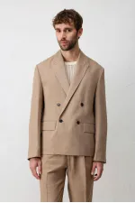 Veste blazer pour homme Antioch Mink Relax Fit en lin mélangé