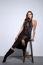 Haut dos nu en satin couleur café Antioch pour femme