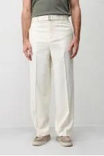 Antioch Ecru Relaxed Fit Belted Men's Trousers