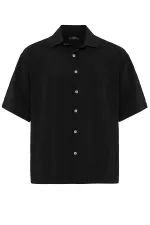 Antioch Black Short-Sleeved Oversize Men's Shirt