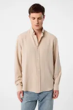 Chemise homme Antioch Stone en lin mélangé à col boutonné