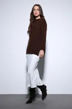 Antioch Kahve Yırtmaç Detaylı Kadın Kazak