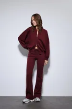 Antioch Burgundy Bomber Jacket and Flare Pants Set