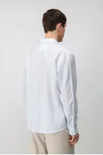 Chemise rayée Antioch Blue en mélange de lyocell, coupe décontractée, pour homme