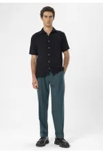 Chemise homme Antioch noire à manches courtes et coupe classique