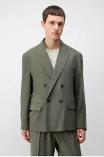 Antioch Khaki Modal Blend Relaxed Fit Men's Blazer Jacket