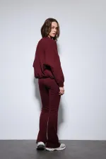 Antioch Burgundy Bomber Jacket and Flare Pants Set