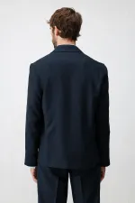 Veste blazer homme Antioch Navy Relax Fit en lin mélangé