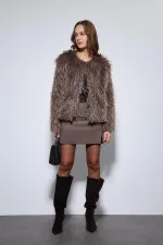 Antioch Kahve Suni Kürk Mont