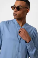 Antioch Baby Blue Mandarin Collar Regular Fit Men's Shirt
