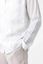 Chemise homme Antioch en lin mélangé blanc, coupe décontractée