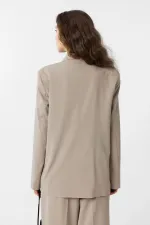 Antioch Bej Regular Fit Kruvaze Kadın Blazer Ceket