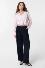 Chemise courte en popeline rose Antioch pour femme