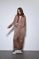 Antioch Bej Volümlü Ceket Ve Paça Lastikli Eşofman Takım