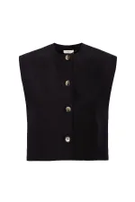 Gilet Antioch en lin mélangé noir pour femme